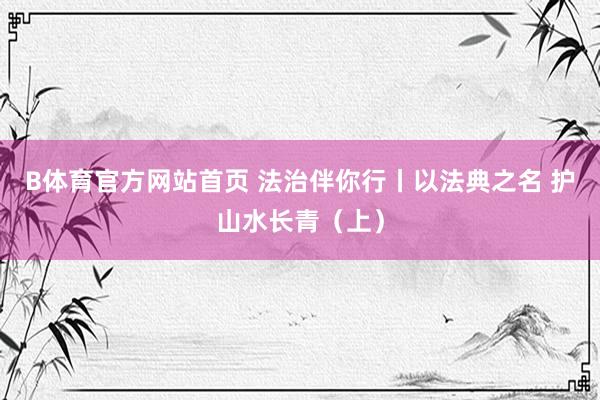 B体育官方网站首页 法治伴你行丨以法典之名 护山水长青（上）