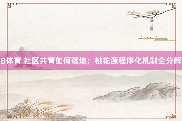 B体育 社区共管如何落地：桃花源程序化机制全分解