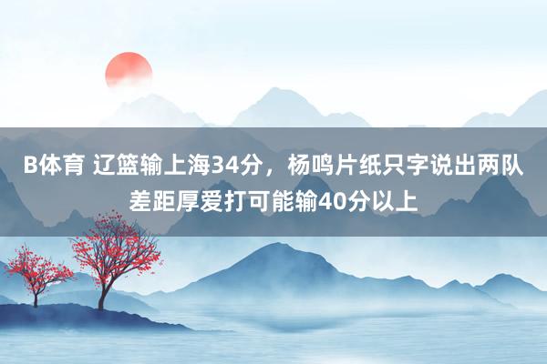 B体育 辽篮输上海34分，杨鸣片纸只字说出两队差距厚爱打可能输40分以上