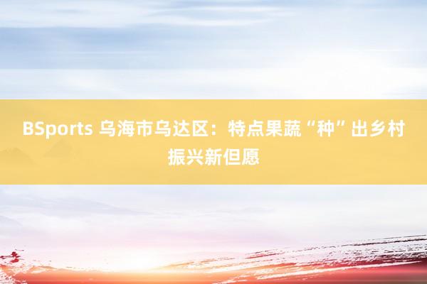 BSports 乌海市乌达区：特点果蔬“种”出乡村振兴新但愿