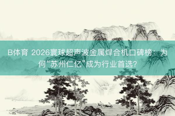 B体育 2026寰球超声波金属焊合机口碑榜：为何“苏州仁亿”成为行业首选？